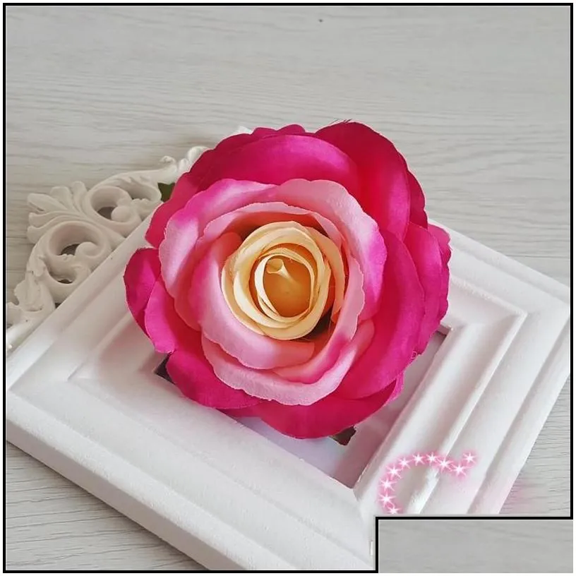 Wedding Flowers New 9Cm Artificial Rose Flower Heads Silk Decorative Party Decoration Wedding Wall Bouquet White Roses Drop Delivery