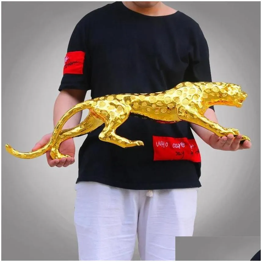  modern abstract gold panther sculpture geometric leopard statue wildlife decorative objects gift craft ornament accessories