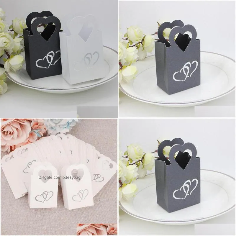 white/back colors creative sweets love heart candy box wedding favor boxes packaging box party souvenirs za5482