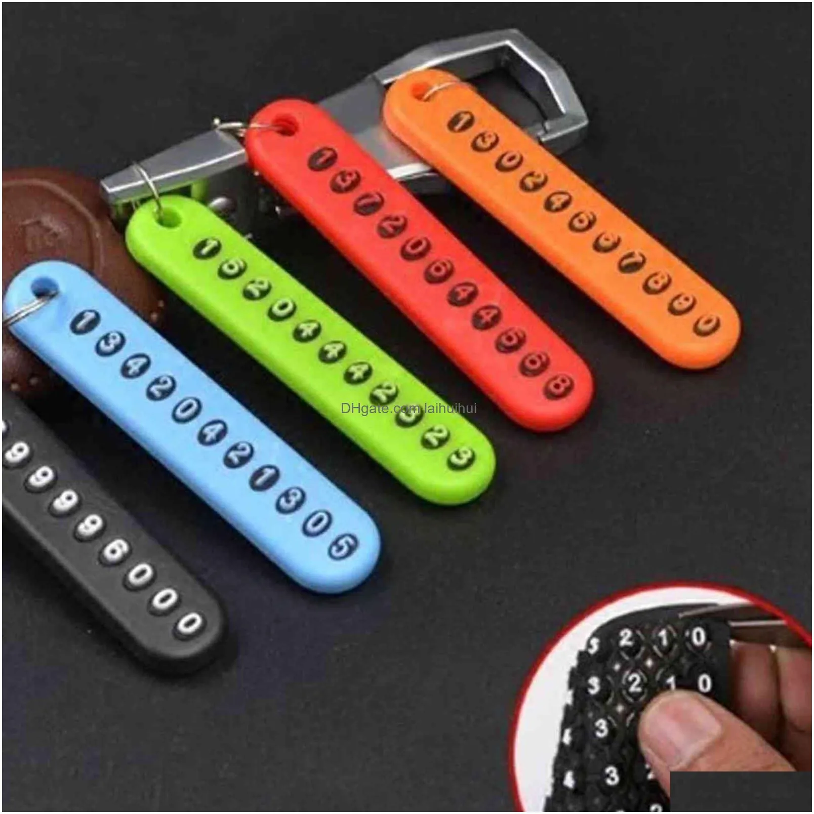 5 anti-lost car key pendant split rings keychain phone number card keyring auto vehicle key chain car accessories h1126