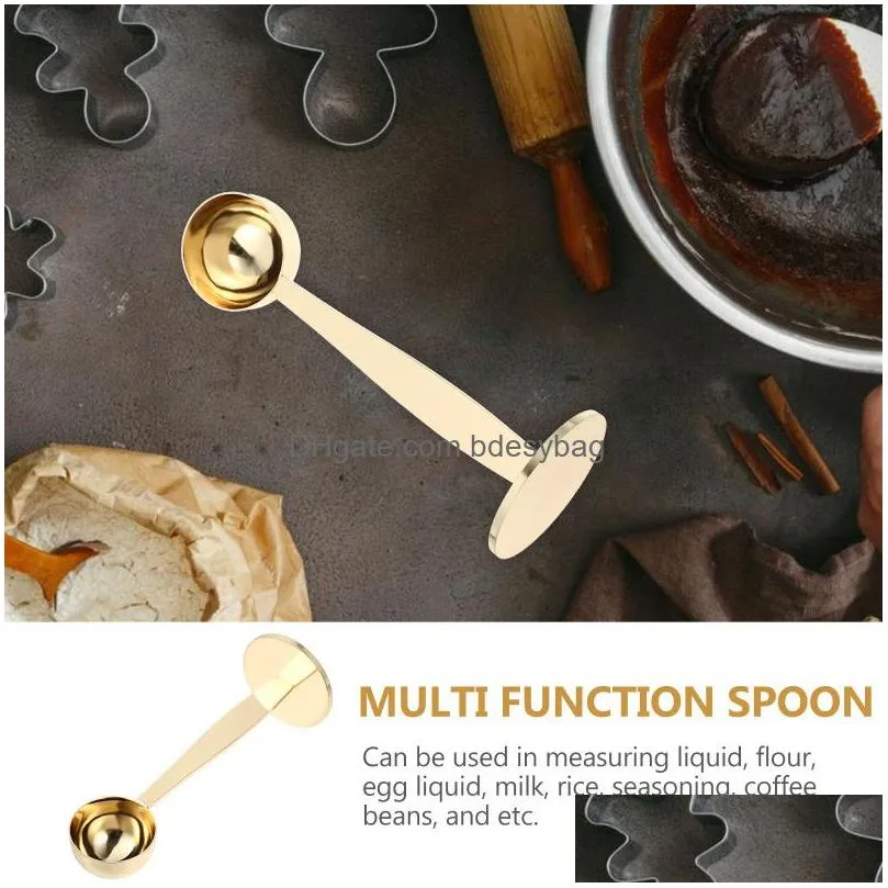 stainless steel 2 in 1 coffee scoop stand tamper spoon tools portable coffee powder measuring scoops lx4680