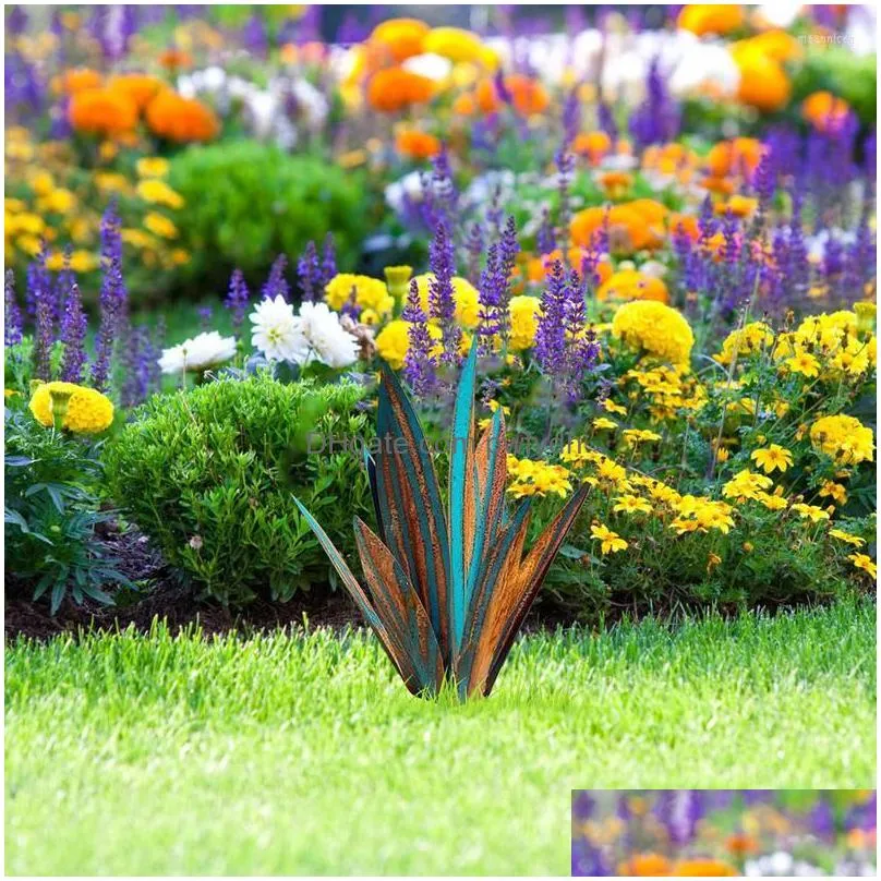 decorative flowers tequila rustic sculpture anti-rust metal agave plant garden yard art decoration statue home decor for stakes