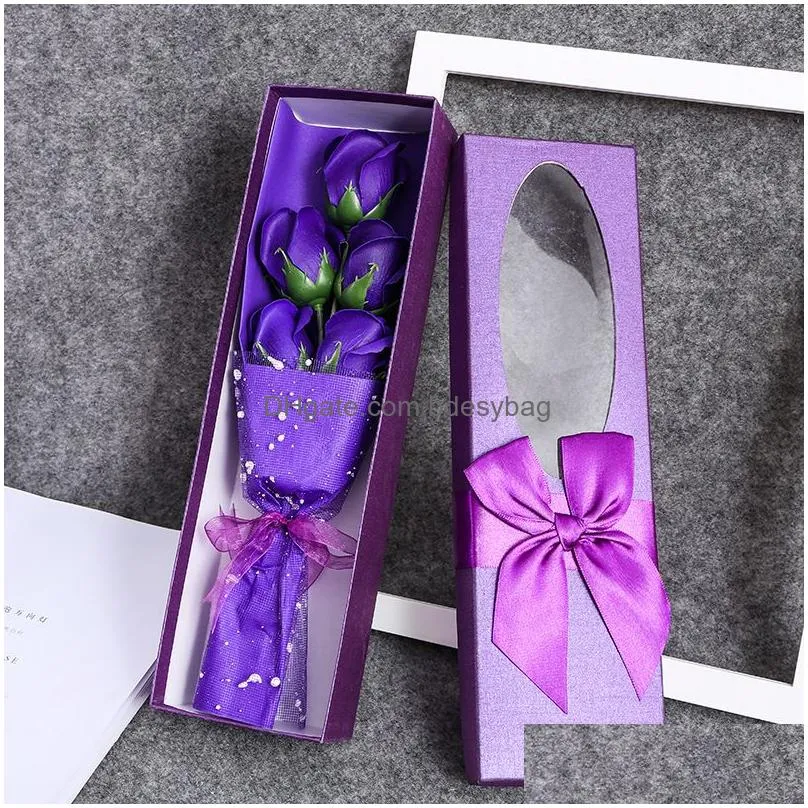 Decorative Flowers & Wreaths Valentine Day Soap Decorative Flower Bouquet Gift Box Romantic Rose Artificial Flowers Bath Petal Home We Dhbyc