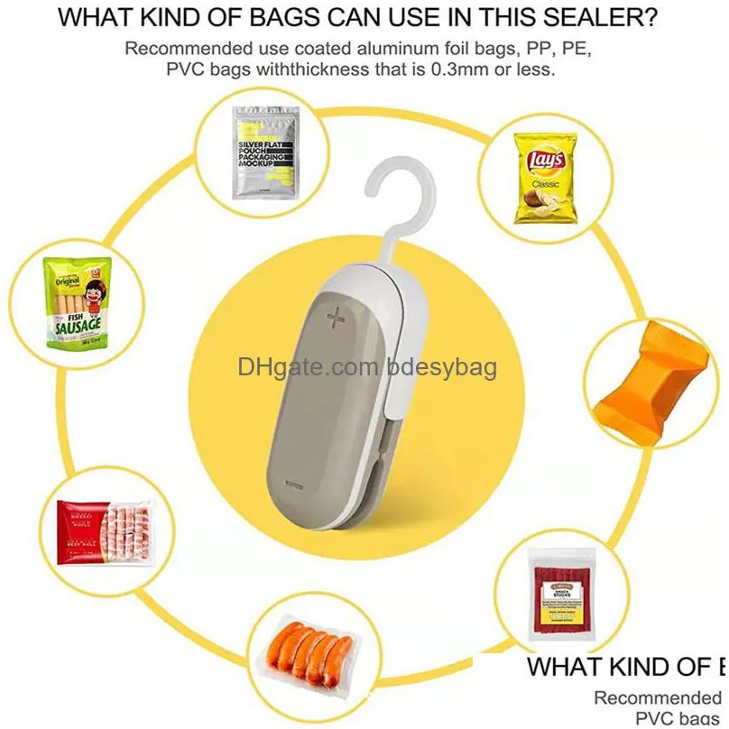 mini bag sealer portable food sealer handheld heat vacuum sealers 2 in 1 heat sealer cutter for plastic bag food storag lx4956