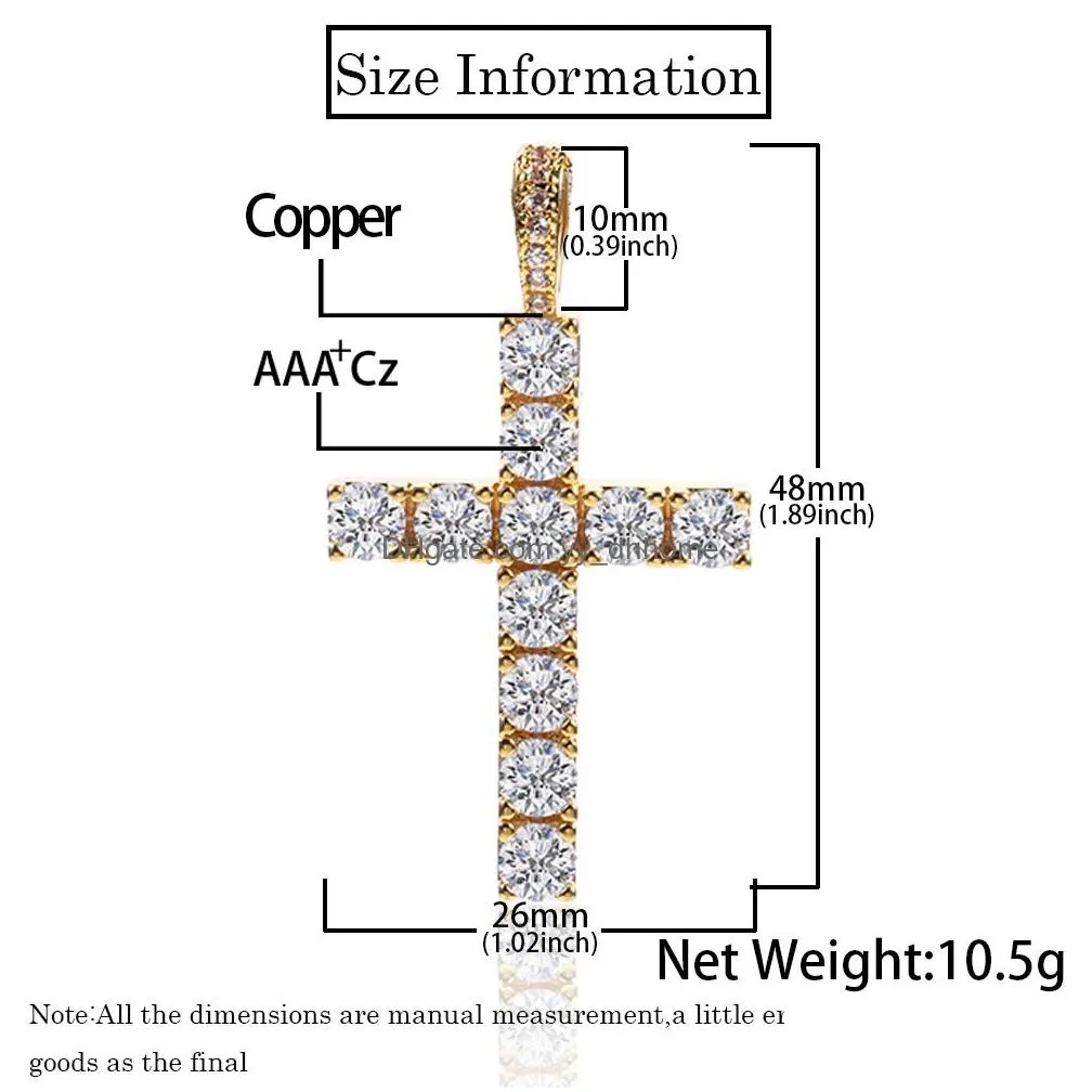 shining diamond stone cross pendants necklace jewelry platinum plated men women lover gift couple religious jewelry