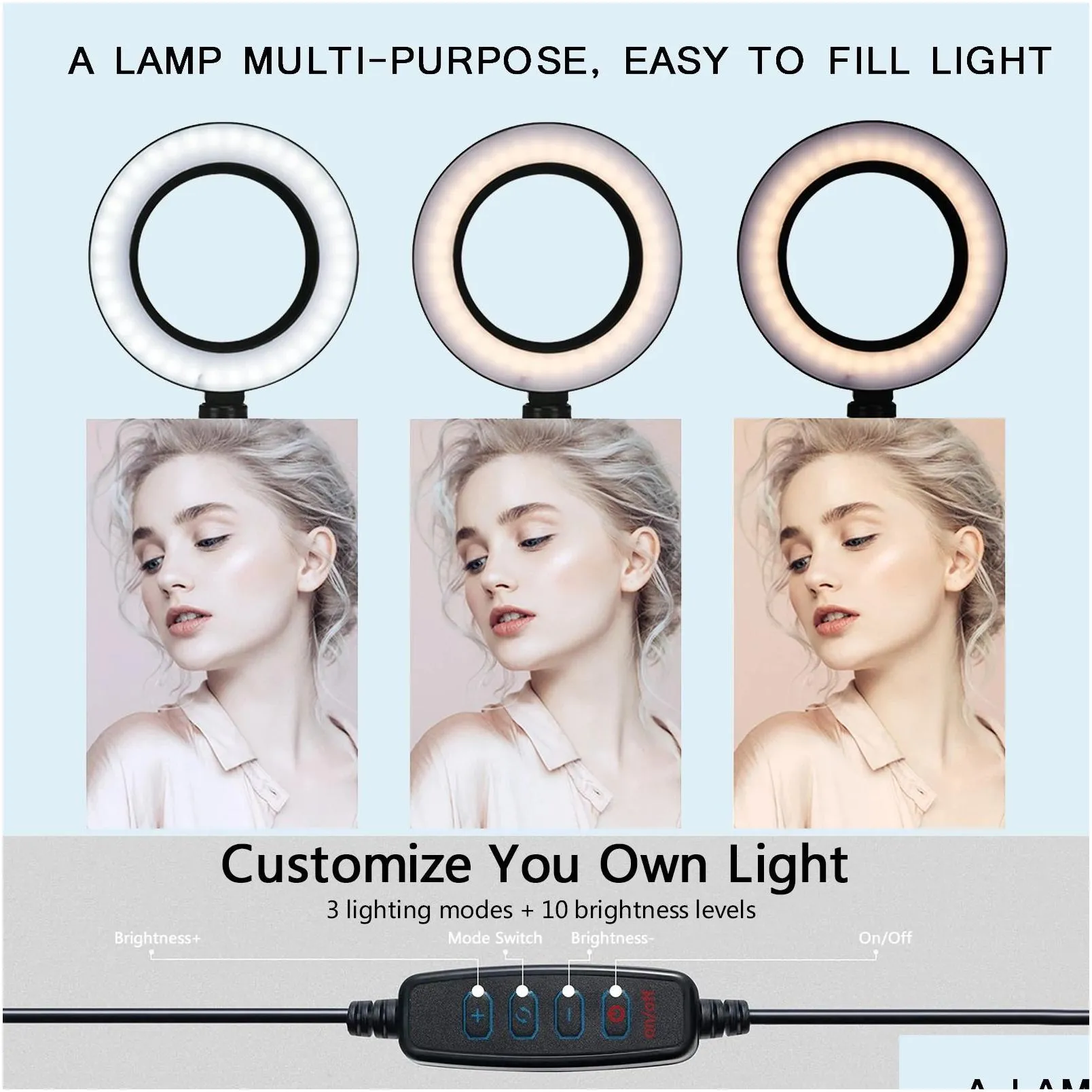 Flash Heads 26cm P o Ringlight Led Selfie Ring Light Phone Remote Control Lamp P ography Lighting With Tripod Stand Holder Video