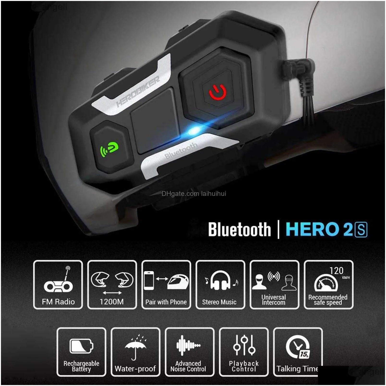 walkie talkie motorcycle intercom interphone 1200m bluetooth headset waterproof for helmet hkd230925