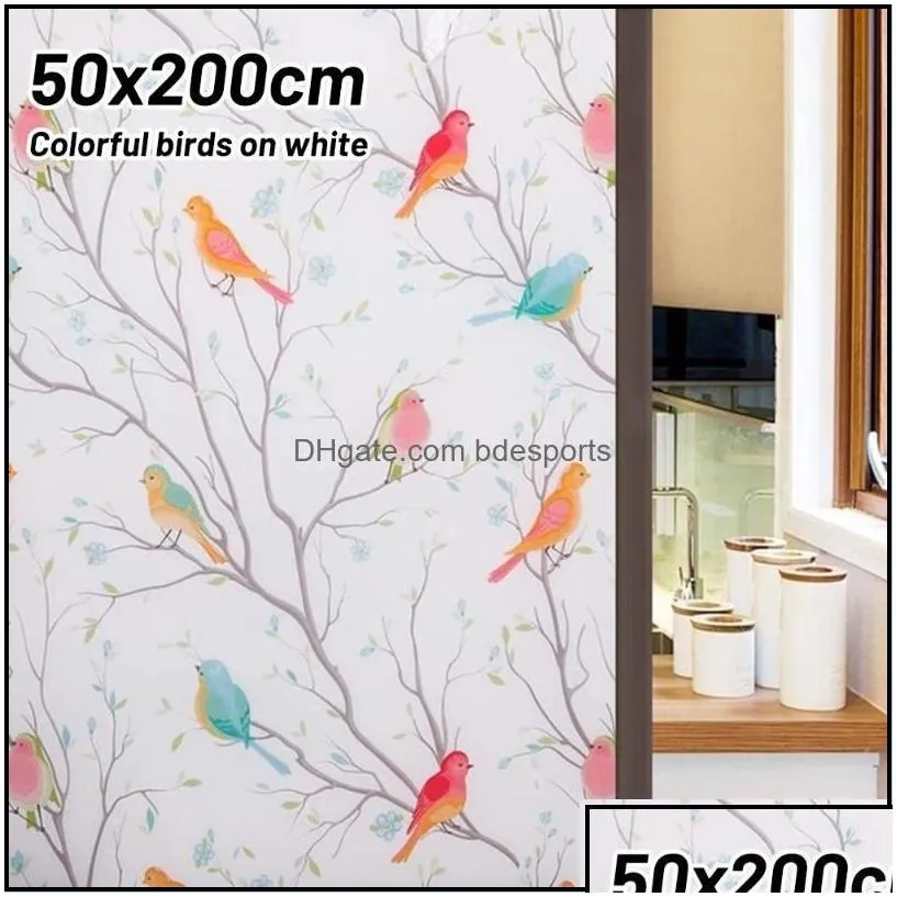 other home decor garden colorf bird window film static privacy uv blocking heat glass for adhesive stickers drop delivery 2021 f4dpi