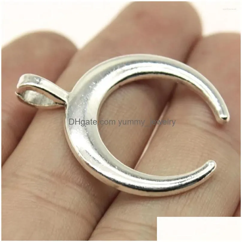 Charms Charms 10Pcs 33X26Mm Pendant Horns Crescent Moon Charm Pendants For Jewelry Making Antique Sier Plated Drop Delivery Jewelry Je Dhoks