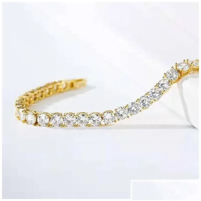Cuff Cuff 2021 Cubic Zirconia Tennis Bracelet For Women Men Gold Color Iced Out Crystal Charm Bangle Male Bijoux Jewelry Drop Delivery Dhsgv