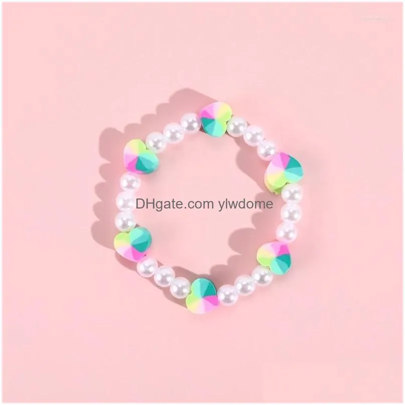 Jewelry Necklace Earrings Set Children Jewelry Bracelets Sets Candy Bead Colorf Heart Princess Girl Gift For Baby Kids Choker Drop Del Dhe42