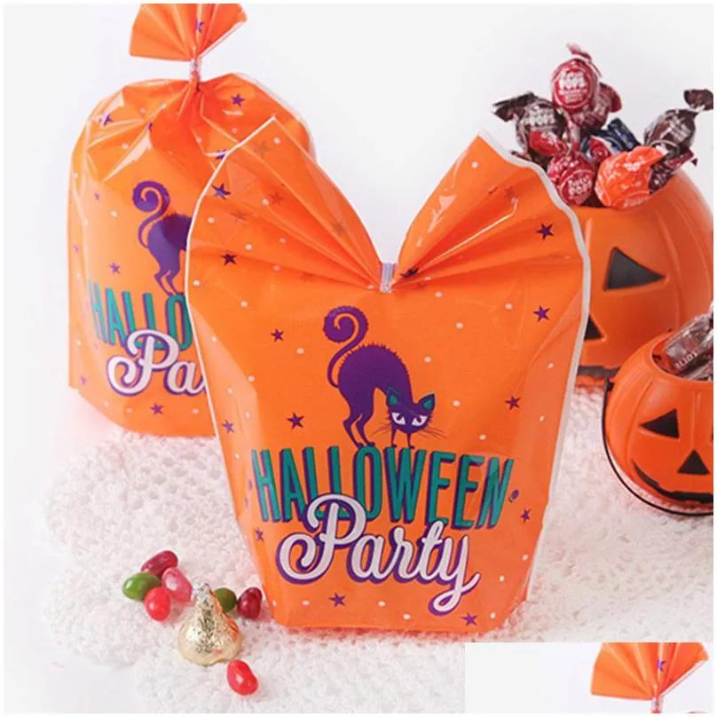 50Pcs/Lot Halloween Cartoon Cookie Party Decoration Bag Small Gift Jewelry Packaging Bags Food Flat Pocket Drop Delivery Dhijy