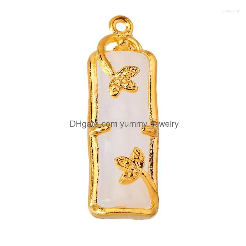 Charms Charms 10Pcs Cute Butterfly Bamboo Lucky Charm Pendant For Womens Collarbone Chain Earrings Diy Jewelry Making Supplies Drop De Dhmna