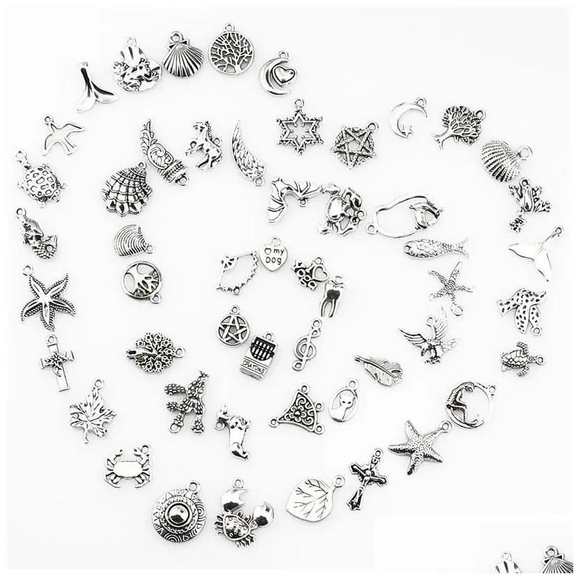 Charms Charms Mix 120Pcs Vintage Antique Sier Mini Life Alloy Pendant Diy Jewelry Making Drop Delivery Findings Components Jewelry Jew Dhmza