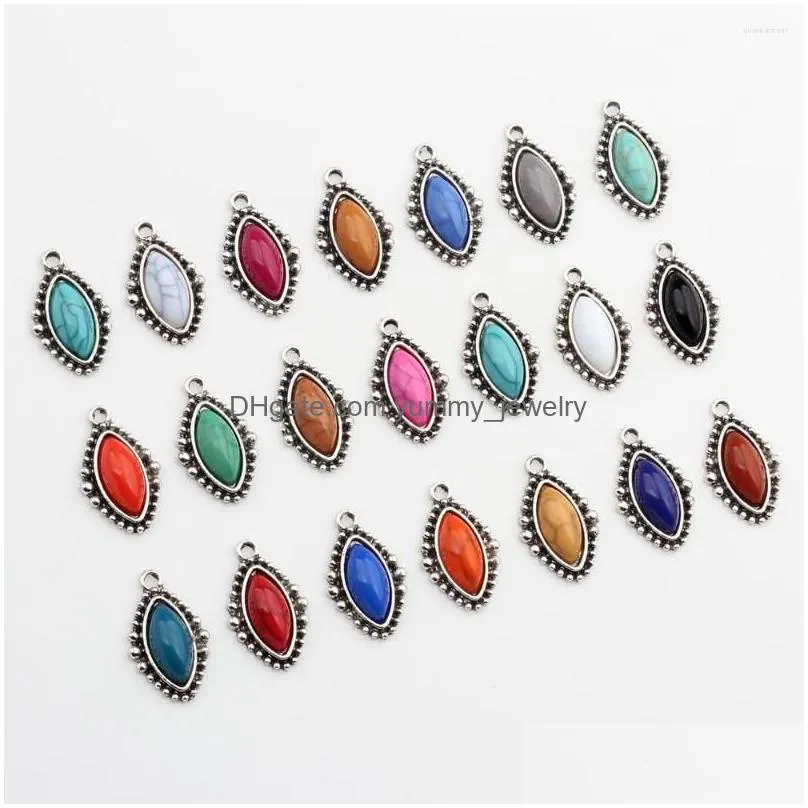 Charms Charms Zinc Alloy Retro Resin Droplet Pendant 10Pcs/Lot For Diy Fashion Necklace Jewelry Making Finding Accessories Drop Delive Dhxbq