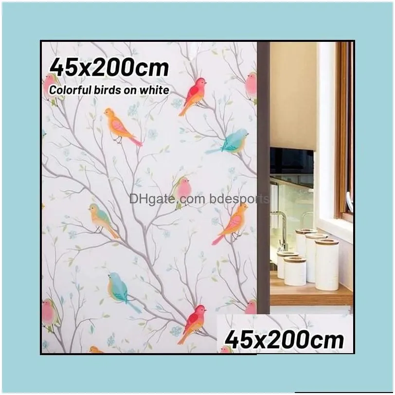 other home decor garden colorf bird window film static privacy uv blocking heat glass for adhesive stickers drop delivery 2021 f4dpi