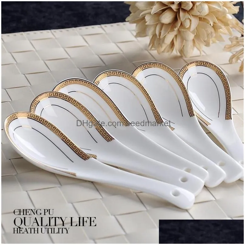 spoons 6 piece set bone china creative design chinese rice scoop spoon korean ice cream ladle japanese soup cute spoons 230627