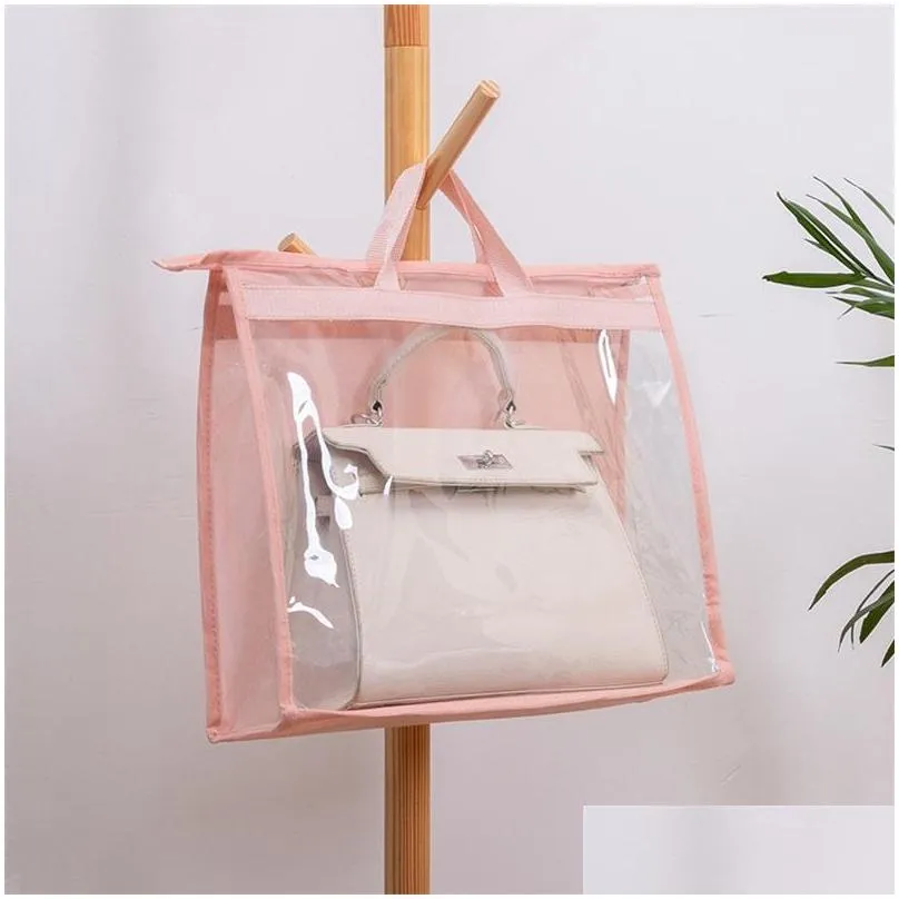 storage bags transparent dust bag clear purse organizer dustproof handbag holder wardrobe closet for clutch shoes 1241 t2