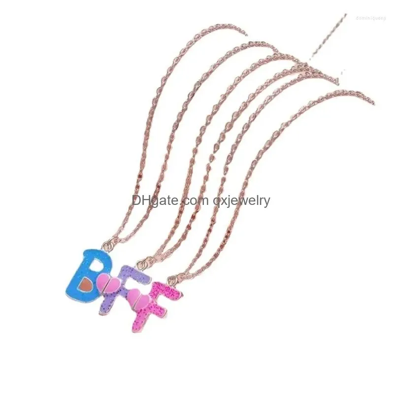 Pendant Necklaces Pendant Necklaces 3Pieces/Set Colorf Glitter Bff Letter Friendship For 3 Kids Girls Children Jewelry Gift Drop Deliv Dhyg1