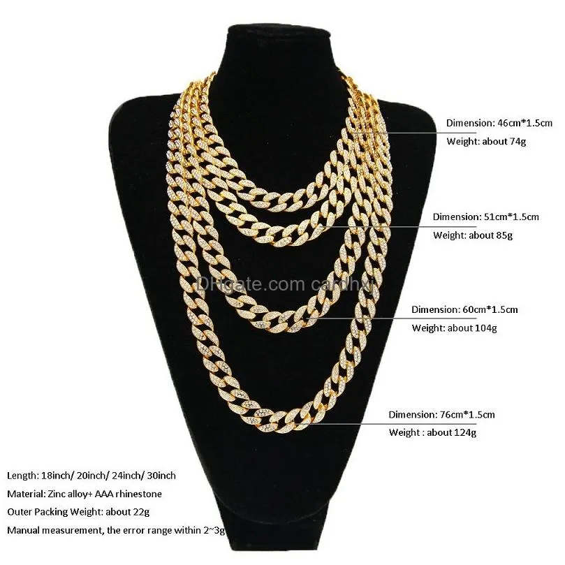 Pendant Necklaces Hip Hop Bling Fashion Chains Jewelry Mens Gold Sier  Cuban Link Chain Necklaces Diamond Iced Out Chian Necklace Dhyph