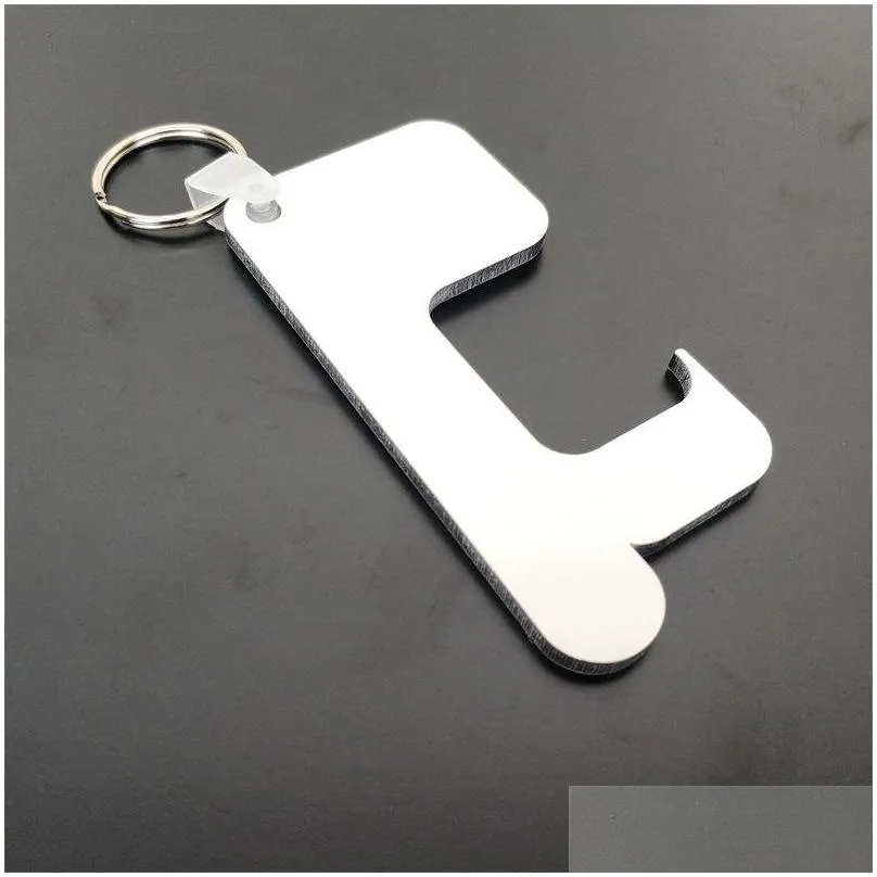 sublimation blank key buckle press elevator door tool keyring white diy contactless keychain home outdoor 73x32mm portable 0 86bd g2