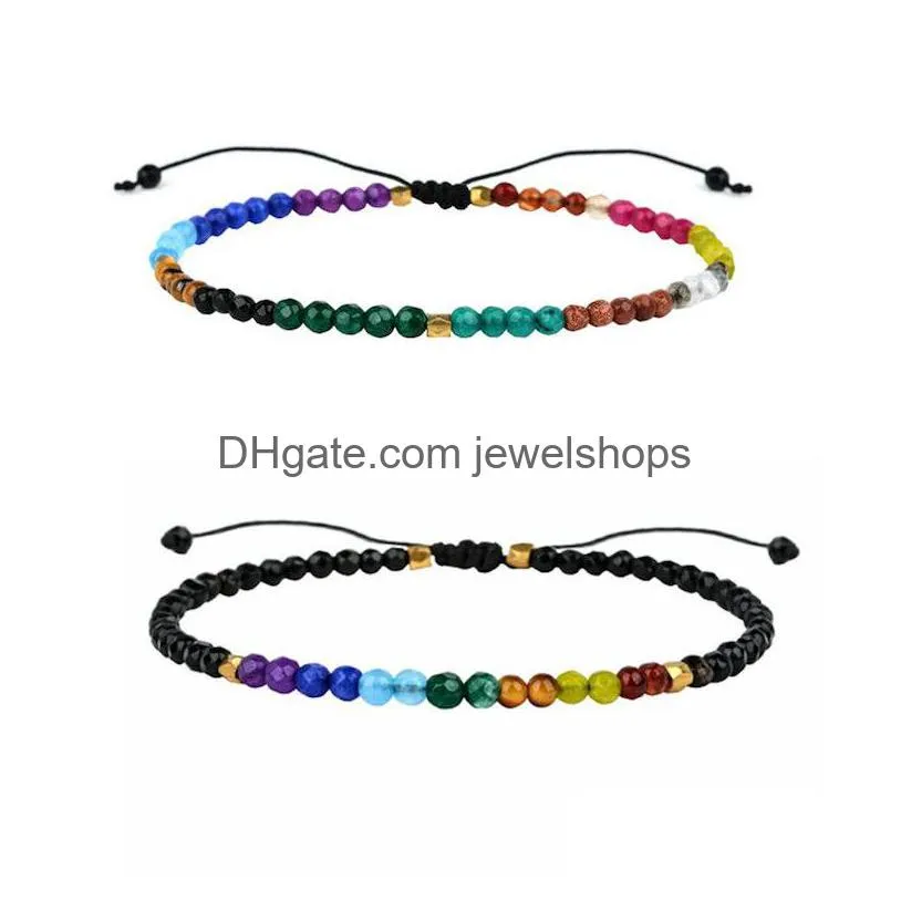 Beaded Chakra Lucky Stone Beads Bracelets M 12 Constellation Bohemian Simple Designs Adjustable Zodiac Bangles Jewelry For Men Drop De Dhjgl