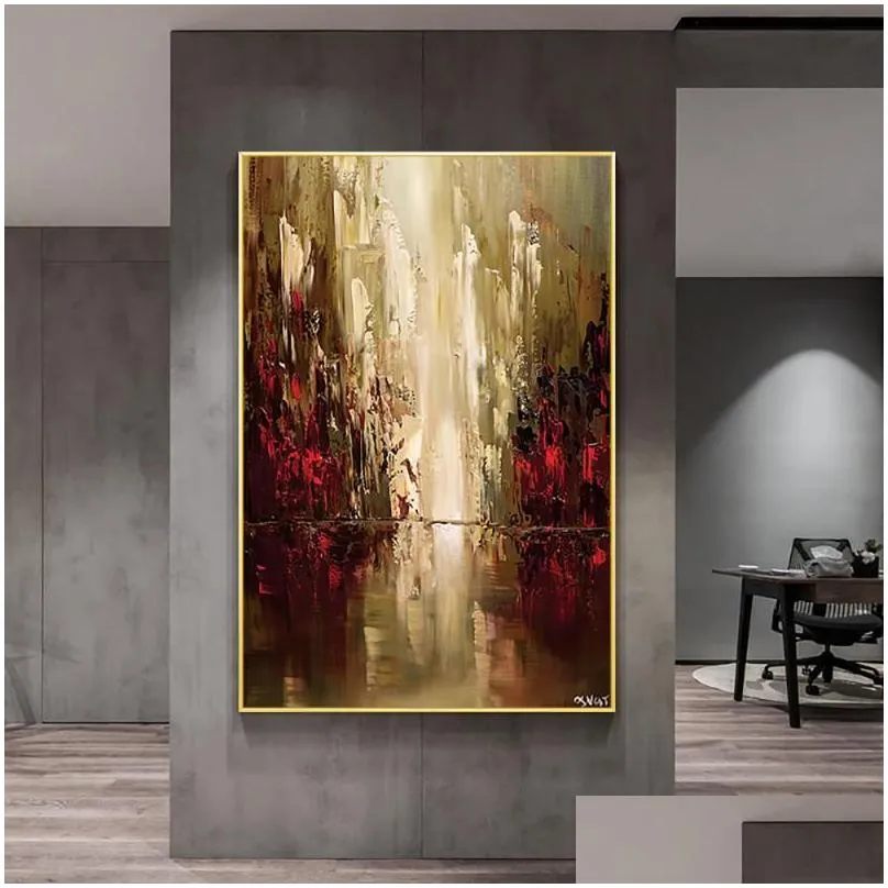 Abstract Oil Painting Handmade Fall View Brown Modern Wall Art For Home Cuadros Canvas Paintings Large Salon Decoration Unframed