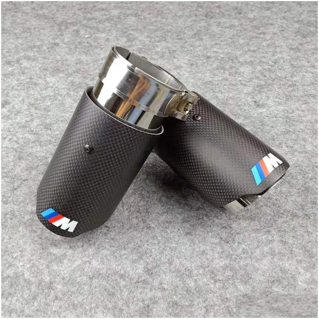 1 pcs carbon fiber single tip with m label exhaust muffler pipes auto universal tail end tips