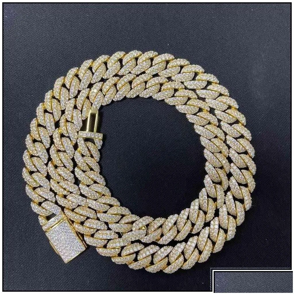 Pendant Necklaces Pendant Necklaces 18 Inch 10Mm 925 Sterling Sier Setting Iced Out Moissanite Diamond Hip Hop Cuban Link Chain Miam D Dhtjs