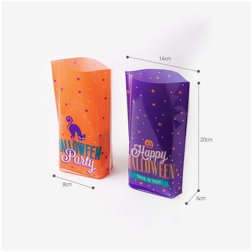 50Pcs/Lot Halloween Cartoon Cookie Party Decoration Bag Small Gift Jewelry Packaging Bags Food Flat Pocket Drop Delivery Dhijy