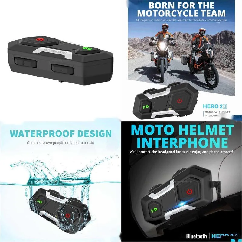 walkie talkie motorcycle intercom interphone 1200m bluetooth headset waterproof for helmet hkd230925