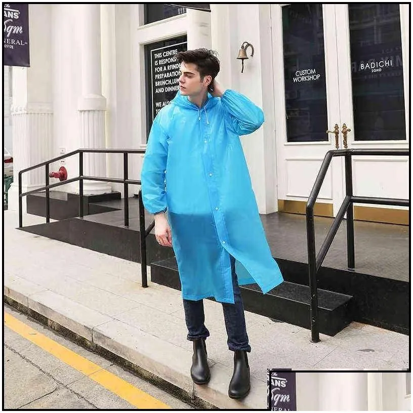 Raincoats Reusable Raincoat Women Rainwear Men Poncho Impenetrable Eva Rain Jacket Plastic Fashion Er Hooded Capa De Chuva Drop