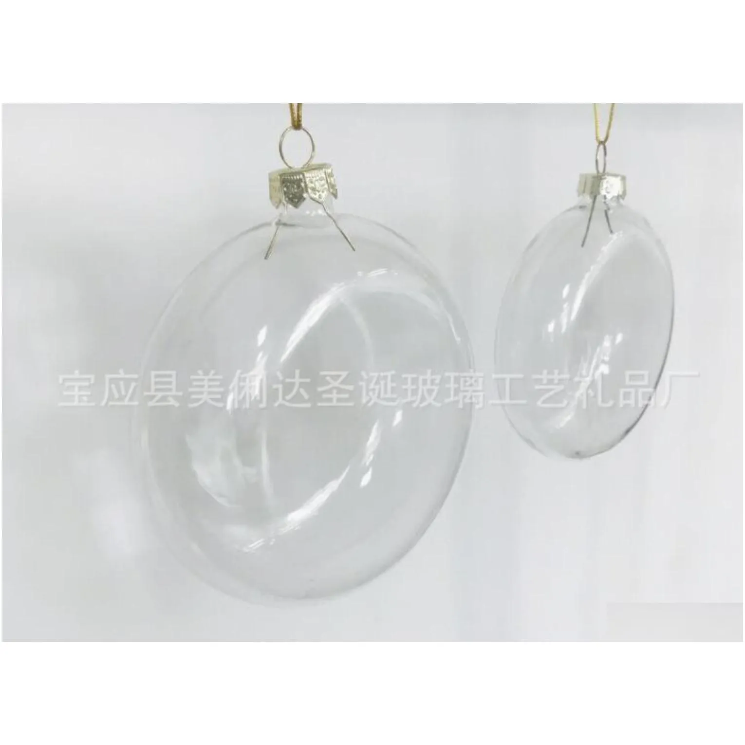 christmas decorations diy paintable clear christmas decoration 80mm glass disc ornament with sier cap 100/pack1 drop d homeindustry