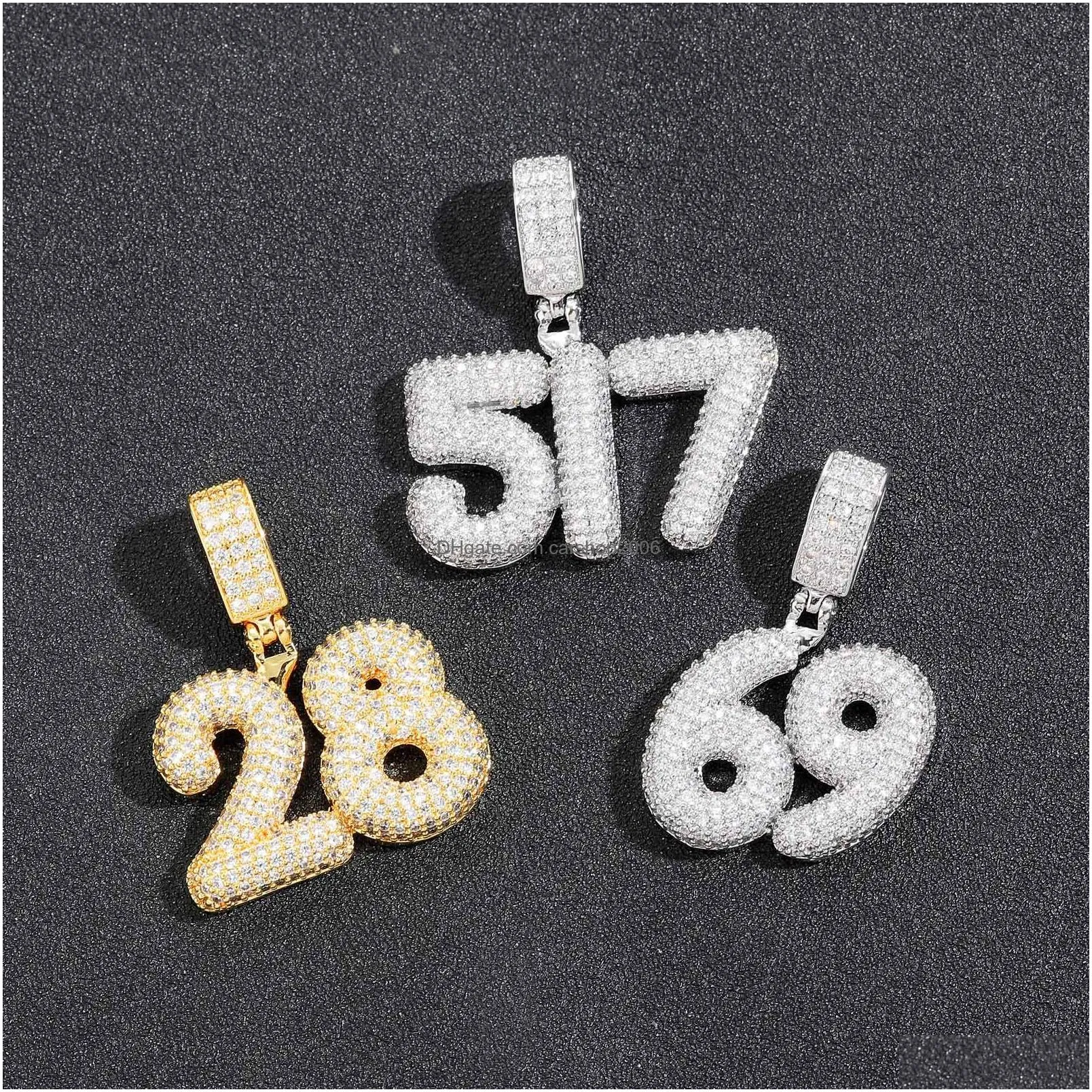 hip hop charm diy gold silver color 0-9 bubble numbers pendant women children jewelry gift