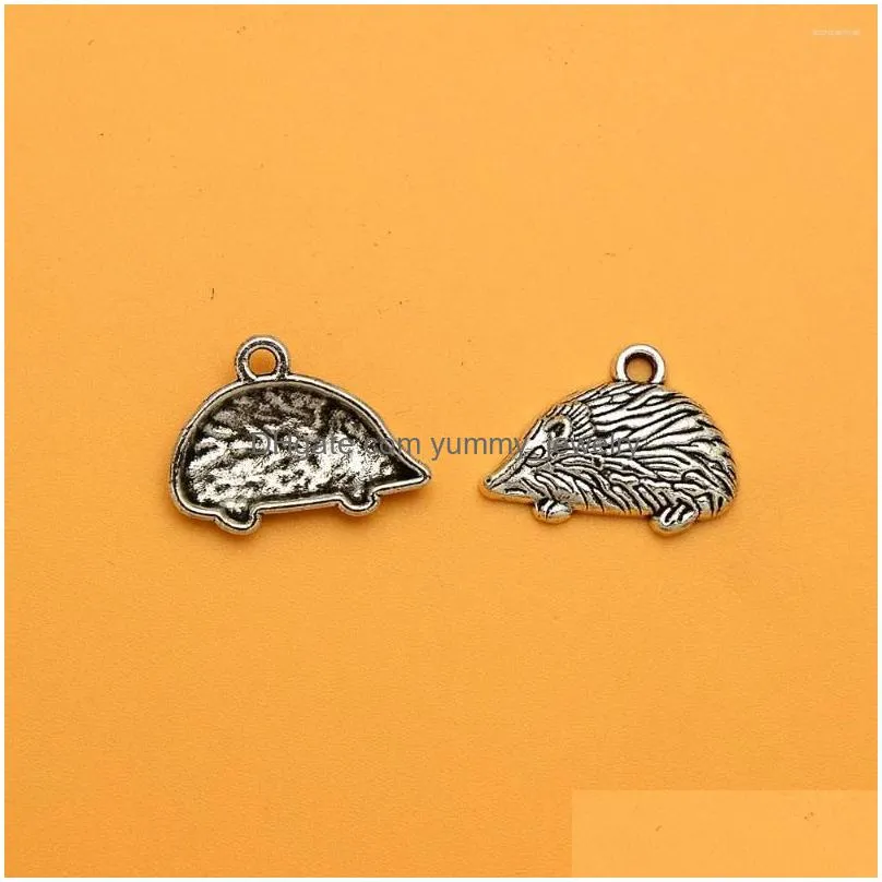 Charms Charms 20Pcs/Lots 14X20Mm Antique Sier Plated Animals Hedgehog Pendant For Diy Keychain Jewelry Making Supplies Accessories Dro Dheud