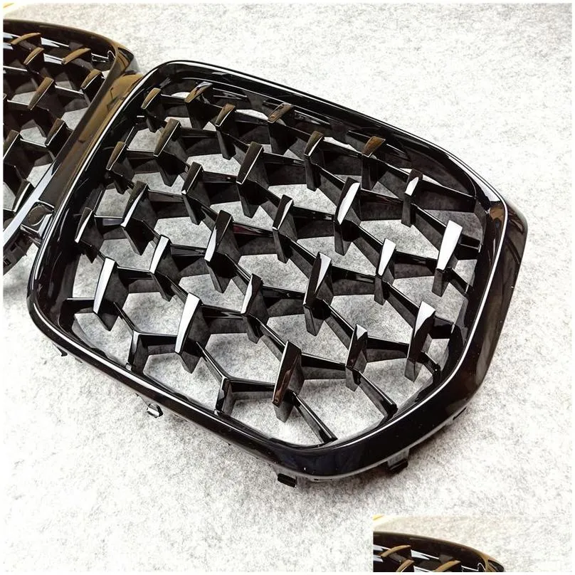 full black diamond car grille fits for bmw x5 g05 40i 2019-in abs material left connection right kidney grilles grill