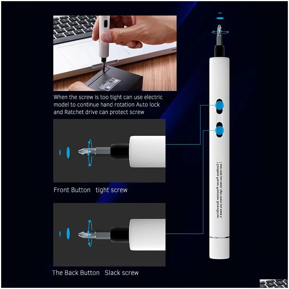 Electric Screwdriver Portable Cordless Magnetic Screw Driver Precision Hand Screwdriver Bit Set For Laptop PC Cellphone Drills Y200321