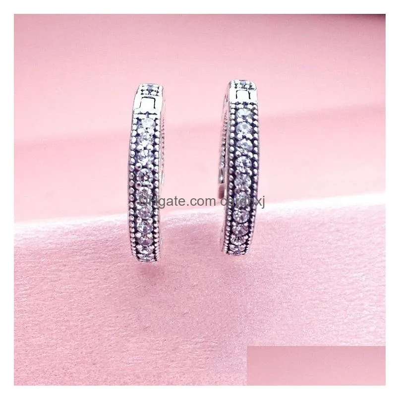 Hoop & Huggie 925 Sterling Sier Cz Diamond Earring With Original Box Fit Eternal Jewelry Hoop Women Wedding Gift Earrings Top Drop Del Dhsk8