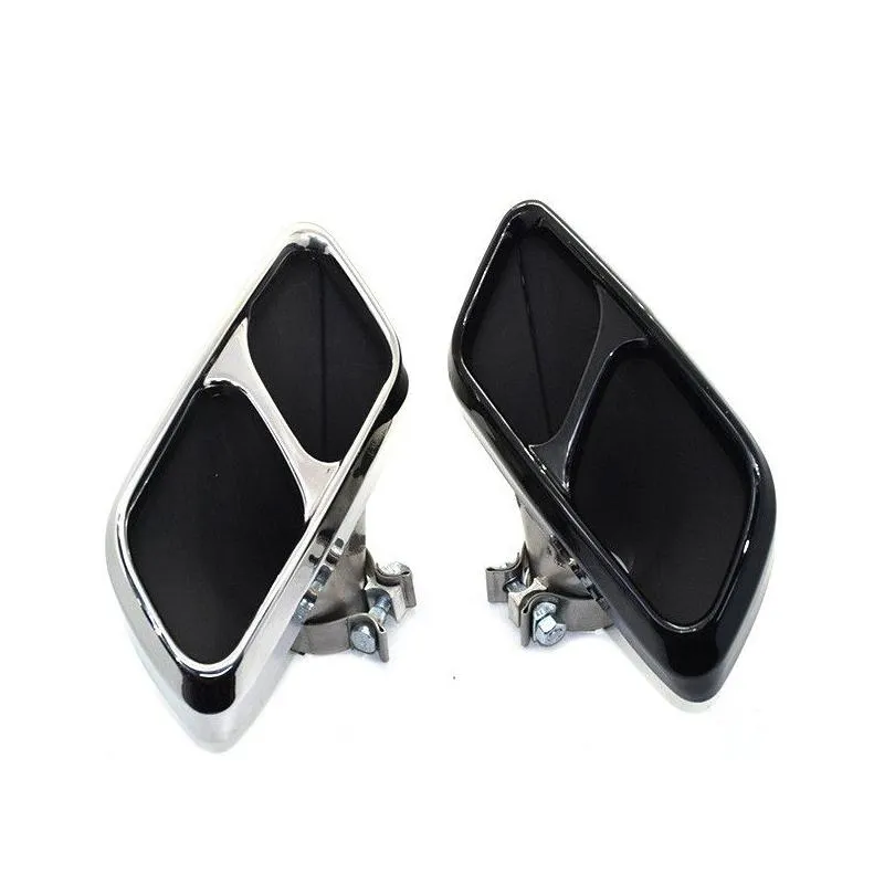 pair square tubes car muffler rear tips for  range sport svr 2014-2021 black stainless steel exhaust pipe