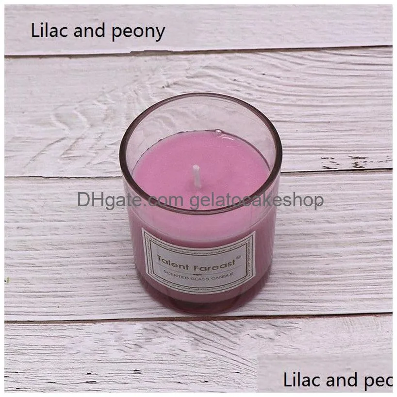 aromatherapy glass cup candle romantic valentine birthday festival home decorative candle scented paraffin violet magnolia candles