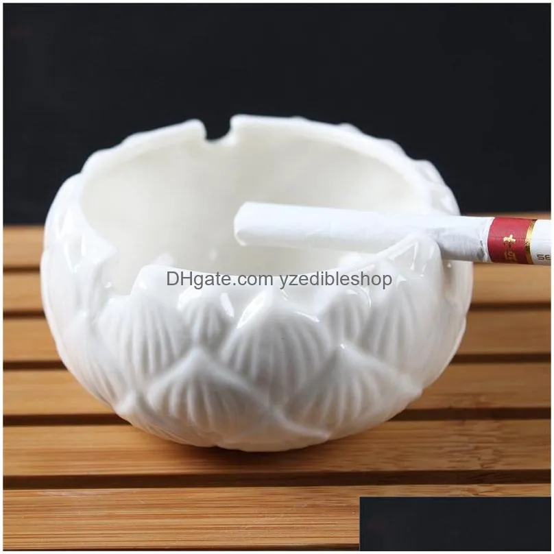 smoking accessories tobacco ashtray ceramic gray cylinder white porcelain lotus kung fu tea ceremony smoke bowl