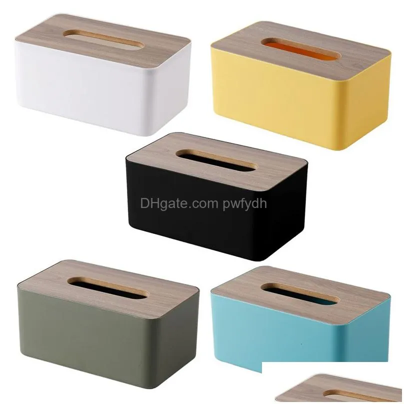 wooden tissue holder household paper towel storage box removable tissue case boite a mouchoirs lagerung boxes for home office hh571