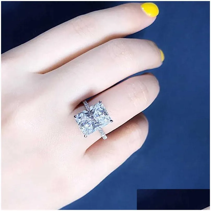 Band Rings Band Rings 2021 New Arrivals 925 Engagement Ring Luxury Bold Big Wedding Set For Bridal Women African Finger Christmas Gift Dhloi