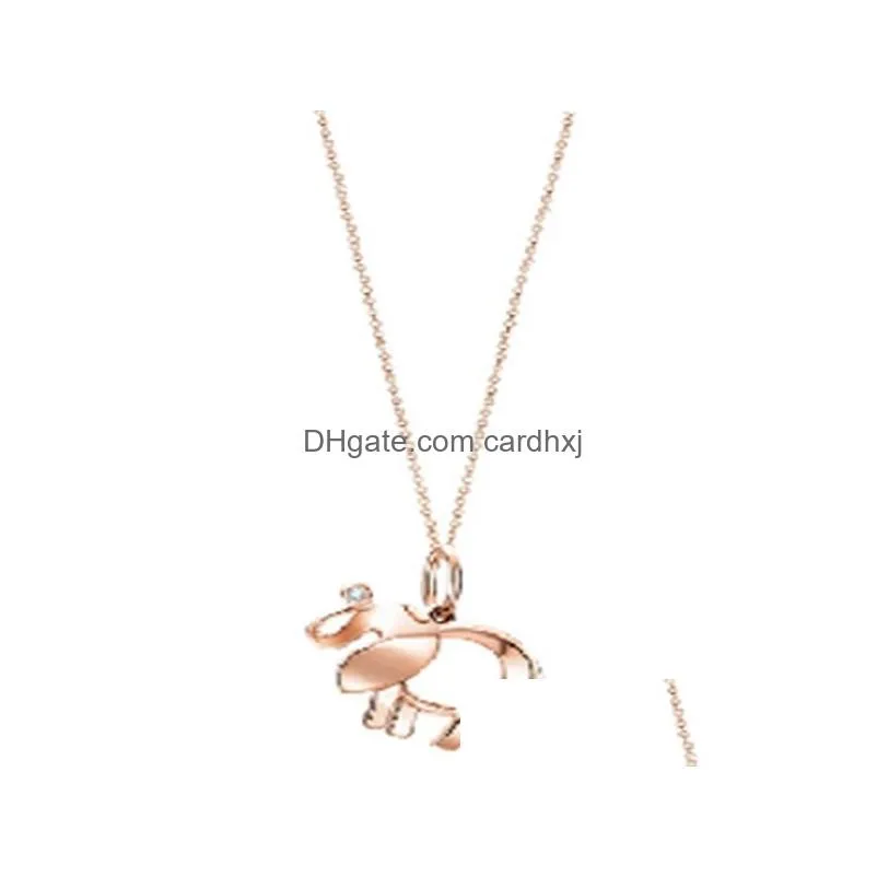 Pendant Necklaces Charm Gift 100% 925 Sier Love And Key Cross Pendant Necklace Rose Gold White Jewelry Match World Fit Jewelry3917441 Dhcrr