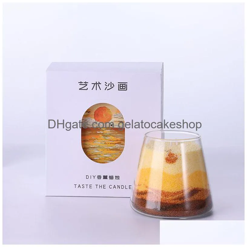 diy novelty sand wax art scented candles private label sand picture art design luxury home decoration candle