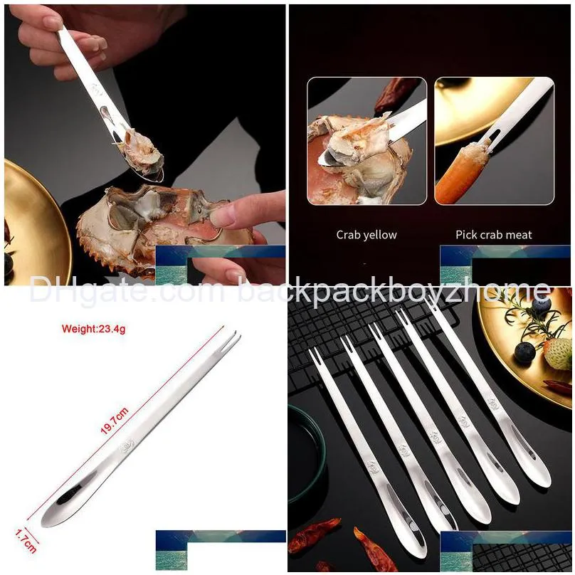 6pcs tools stainless steel crab shape cast quick shellfish lobster cracker seafood tools clip needle fork picks pincer nut set factory price expert design