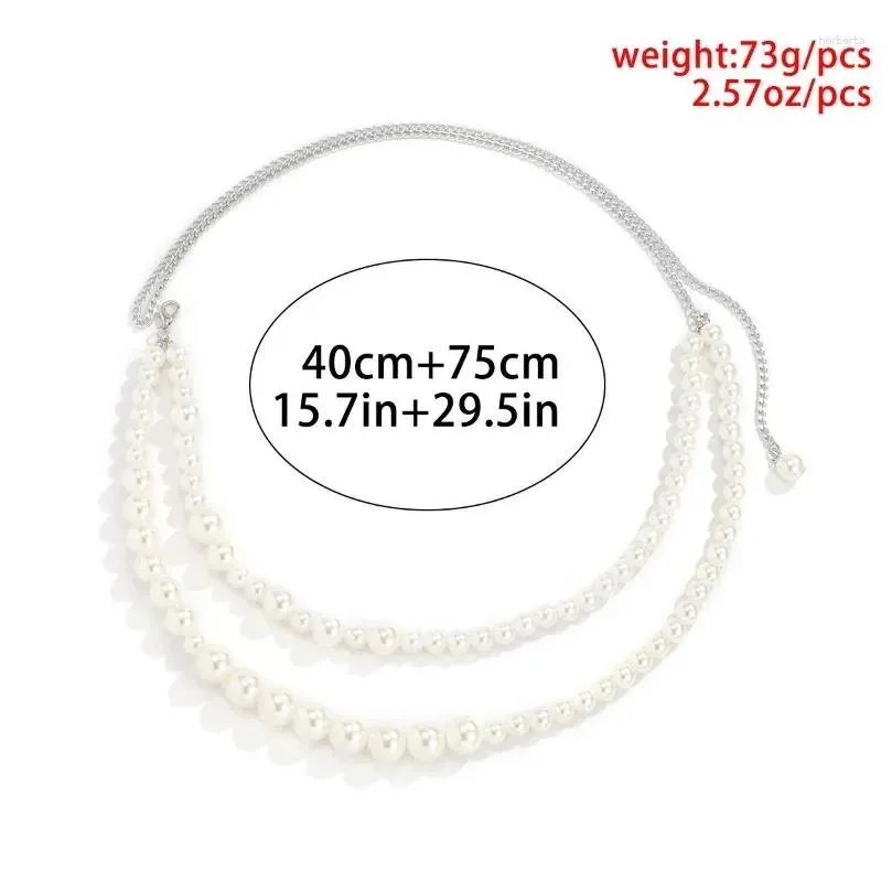 Belts Belts Y Geometric Pearl Waist Chain For Women Double Layer Beads Belt Streetwear Summer Fashion Body Jewelry Drop Delivery Fashi Dhs1A