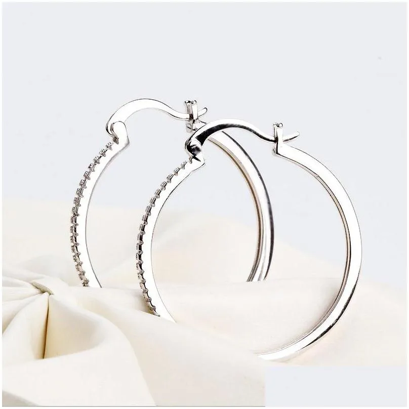 Hoop & Huggie High Quality 925 Sterling Sier Big Hoop Earring Fl Cz Diamond Fashion Bad Girl Jewelry Party Earrings Drop Delivery Jewe Dhk8X