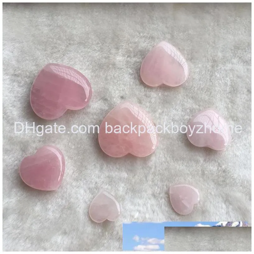 natural rose quartz heart shaped pink crystal carved palm love healing gemstone lover gife stone crystal heart gems