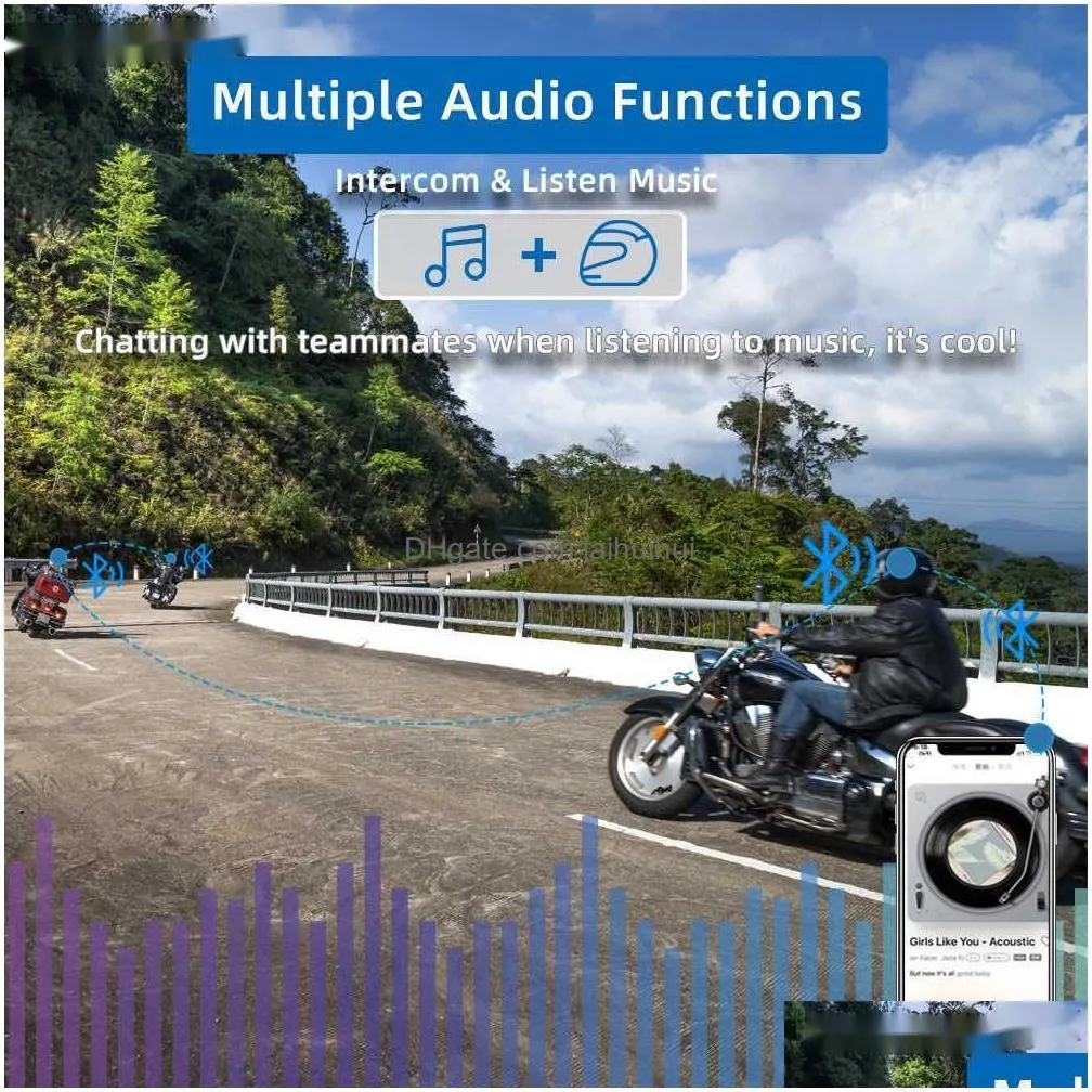 walkie talkie wayxin helmet headsets m910 pro motorcycle intercom 6 riders interphon one button pairing talk listen to music at the same time